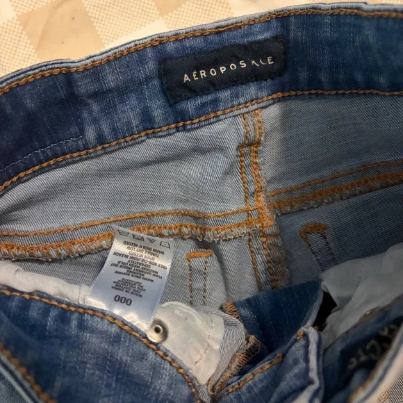 Aeropostale Women's Jean Shorts - Light Blue and Blue - Picture 3 of 4